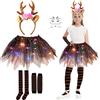 Aitsite Costume di carnevale da bambina con cervo, brillante costume da cervo, a LED Tutu gonna in tulle, costume da renna, tutù gonna con fascia pulita, cervo, per carnevale e feste cosplay