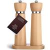 TLYSXPRO Set Macina Sale e Pepe in Legno - Macinapepe e Macinasale Manuali in Legno di Faggio con Macina in Ceramica Regolabile - Per Cucina e Tavola - Altezza 21 cm
