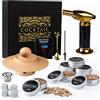 Gienxias Kit Affumicatore Cocktail Professionale - Set con 6 Gusti di Trucioli di Legno e 4 Pietre Whisky in Granito - Regalo Originale Uomo per Mixology e Amanti del Whisky (Senza Butano)