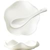 POPAPIE 2 Pezzi Poggiamestolo in Ceramica,Porta Cucchiaio in Ceramica per Bancone da Cucina,Poggiamestolo per Piano Cottura,per Piano Mestoli Pinze Spatola e Tavolo (Bianco,13.5 cm)