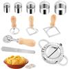 Moongiantgo Stampo Ravioli Dumpling Maker Stampo Ravioli Set (Tagliarulli a Manico Corto, Tondo Piccolo, a Forma di Cuore, Quadrato, Taglierina, Stampo Ravioli, Cucchiaio per il Ripieno di Carne)