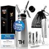 Thiru sifone da cucina inox 500 ml con toolbox - sifone panna montata, monta panna (panna spray) - per dessert, mousse & preparazioni calde - eBook + 5 beccucci inox - prova 100 giorni