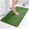 Chakme Tappetino da bagno in memory foam, tappetino da bagno assorbente e decorativo, tappetino antiscivolo per bagno e soggiorno, 60 x 120 cm, verde