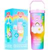 Get Trend Care Bears Bicchiere Termico con Cannuccia e Maniglia, Metallo Tazza da Viaggio 850ml, Isolamento Termico Sottovuoto a Doppia Parete (Multi Care Bears)