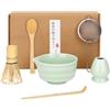 BBWELL Matcha Kit 6 Pezzi - Matcha Set con Ciotola Matcha,Frusta Matcha in Bambù,Supporto per Frustino,Filtro,Chashaku e Paletta di Bambù - Confezione Regalo per Amanti del Matcha (Verde Chiaro)