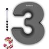 Nenkarn Stampo per torta a forma di numero 3, in silicone, con penna decorativa, 25,4 cm, per cottura al forno, compleanno e anniversario, senza BPA, antiaderente