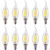 HUAMu Lampadina Filamento LED Candela Fiamma E14,6W (60W Sostituzione Incandescente), Bianco Freddo(6500K), 600 lm, Angolazione fascio luce 360°, Dimmabile, 10 pezzi