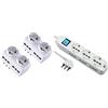 Electraline 92299 Set 2 Adattatori Multipresa 6 Posti 2 Schuko + 4 Bivalenti, Bianco & 62002 Multipresa 9 Posti, Bianco, 1.5 M