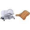 RGV LUSSO 25 GL Affettatrice Elettrica, Lama Diametro 25 cm, 140 watts, Alluminio, Colore Argento + Tagliere, Legno Naturale Bamboo, 0