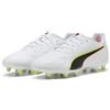 PUMA Scarpe da Calcio Unisex King 20 Play FG/AG, Colore Bianco-Rosso Acceso-Giallo, Taglia 40, Puma Bianco Incandescente Rosso Giallo Alert, 42 EU