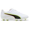 PUMA Scarpe da Calcio Unisex King 20 Play FG/AG, Colore Bianco-Rosso Acceso-Giallo, Taglia 44, Puma Bianco Incandescente Rosso Giallo Alert, 46.5 EU