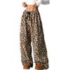 JYIXXZX Pantaloni Pigiama Donna Pantalone Flanella Comodi con Stampa Leopardata Pantaloni da Notte con Coulisse Pantalone Lunghi Pigiama Gamba Larga Casual Loungewear Morbidi per Casa Invernali