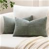 Sungeek 2 Pezzi Federe Cuscini 30x50 in Morbido Velluto a Coste, Fodere per Cuscini Decorativi con Motivo a Strisce e Patchwork Croce Copricuscini Cuscino per Divano Letto Soggiorno, Grigio Scuro