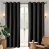 Joydeco 100% Tende Oscuranti per Interni 2 Pezzi L 140 x A 220, Lino Tende Termiche con Occhielli per Camera da Letto e Soggiorno Moderne Blackout Curtains, Nero