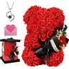POHOMEGK Orsacchiotto in rosa Decorazione regalo - Orso in rosa, regali per la festa della mamma, San Valentino, compleanni e anniversari, regalo di laurea - Le ragazze amano le rose dell'orso (Rosso)