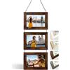 NEOWS Set Cornici Foto Multiple da Parete con Corda - Portafoto Multiplo Decorativo con Cornici in Legno - Collage Foto da Appendere al Muro- Cornici 10x15 cm (Legno Invecchiato, 3 Foto Orizzontale)