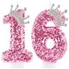 Zi Lan Candele di compleanno 16 anni per ragazze, corona rosa, numero 16, decorazioni per torte da donna, forniture per feste di matrimonio, anniversario di matrimonio
