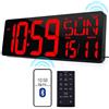 KRSTIR Orologio da parete digitale da 43,7 cm, con Bluetooth, sincronizzazione automatica dell'ora, grande display con oscuramento automatico, calendario DST, grande timer per soggiorno, aula, garage