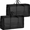 DabbOo 2 Pezzi Grande Borsa di Storage Nero Tessuto Oxford 600D Impermeabile con Doppia Cerniera e Maniglie Rinforzate per Trasloco e Conservazione di Vestiti Trapunte Coperte e Articoli Stagionali