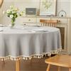 hometrixx Tovaglia Rotonda Ø160cm - Tela Cotone-Lino Impermeabile Anti-Macchia con Frange (Cachi)