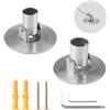 UFURMATE Staffa per asta per tenda da doccia, 2 pezzi, asta telescopica in acciaio al titanio, singola flangia girevole, staffa per montaggio a parete con viti (argento, 22 mm e 26 mm)