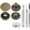 QUARKZMAN 24Set Bottoni Automatici a Pressione in Pelle, 10mm Dia 2.76 Lungo in Ottone con 4 Strumenti Installazione Inclusi Metallo da Cucire per Borse Cappotti Barche Tela, Bronzo