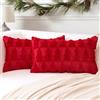 Artscope 2 Pezzi Natalizio Federe in Lana Corta Velluto Copricuscini Morbido Decorativo Fodere per Cuscino Lusso Stile per Divano Camera da Letto Natale Albero Rosso 30x50 cm