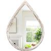 FEUFOAM Specchio da appendere alla parete con cornice in legno - rustico bianco goccioline di fattoria ovale piccolo specchio decorativo per bagno, soggiorno, ingresso, corridoio