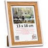 3-B Cornice portafoto Salo Duo - marrone (rovere)/bianco - 13 x 18 - Cornice in legno, cornice portafoto con vetro acrilico