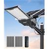 JAYNLT X-13000W Lampione Solare LED Esterno Potente e Telecomando | 6500K Alta Luminosità Faro Esterno con Pannello Solare, IP67 Impermeabile lampioni Solari per Cortile Garage Strada Giardino