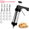 XRVRILE Siringa per Dolci in Acciaio Inox, Pistola per Biscotti con 13 Forme & 8 Beccucci, Macchina per Churros e Decorazioni, Set Pasticceria con Sac à Poche Riutilizzabile per Dolci e Biscotti Fatti in Casa