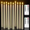 Yme 10 candele coniche a LED avorio con timer e telecomando, in plastica per finestra con luce bianca calda a batteria per candelabri, matrimoni, Halloween, decorazione natalizia