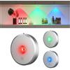 MEKKLEON illuminazione per vetrina a LED senza fili con telecomando, faretti LED ricaricabili da 2000 mAh, RGB, per sottopiano, per armadio, per sottopiano della cucina (Argento, 3 pezzi)