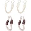 Vauki Fermaporta a cricchetto, 4 pezzi, in cotone, protezione per porte, chiusura a clip, cordoncini bianchi per porte animali domestici, cotone, non si sbattono più porte