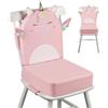 wooshwa Rialzo Sedia per Bambini 2 Pezzi, 10cm PU Portatile Alzasedia Da Tavolo, Cuscino Sedia, con Cinghie Regolabili per Seggioloni Alza Sedia - Unicorno Rosa
