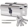 Generico Set 2 Pezzi Cilindro per Serrature 45/45mm, Cilindro a Doppia Serratura, Viti e Chiavi Incluse, Montabile Facilmente, Serratura per Porte e Garage, Anti-perforazione, Chiave Unica, Lunghezza 90mm