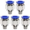 QUARKZMAN 5Pz Connettore Rapido Dritto Maschio a Filettatura 12mm Tube OD x 1/8 NPT Filettatura Maschio Raccordo Rapido Raccordi Aria Compressa per lista Aria Industriale PC12-N01, Blu