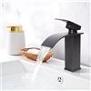 FALSKT Rubinetto Bagno Lavabo Miscelatore Lavabo Bagno Rubinetto per Lavabo a Cascata Rubinetto Lavabo con Altezza del Beccuccio di 110 MM Miscelatore Monocomando con Finitura Grigio