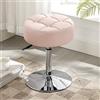 LUE BONA Sgabello da Toeletta Girevole a 360°, Regolabile in Altezza, Sgabello da Trucco in Pelle PU con Design Trapuntato, Rosa