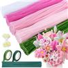 Niuny Scovolini Colorati per Lavoretti 500pcs Pipe Cleaner Rosa Filo di Ciniglia 5 Colori Scovolini Ciniglia con Steli per Fiori Stami Nastro Adesivo Scovolini Pipa per DIY Fai da Te Decorazione