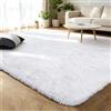 Calore - Tappeto shaggy a pelo lungo, morbido, soffice e antiscivolo, moderno, per camera da letto e salotto, lavabile (bianco, 160 x 230 cm)