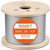 VEVOR Cavo Metallico da 3,2 mm, Lunghezza 304,8 m, Cavo in Acciaio Inossidabile 316 con Taglierina, Resistenza alla Rottura 798 kg, Struttura a 1 x 19 Trefoli, per Sistema di Ringhiere per Ponti