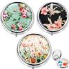 Yishamei 4 pezzi Metal Pill Box Round, Ladies Small Pill Case Pill Box 3 scomparti con specchio Portable Pill Box Metal Mini Vitamine Medicina Tablet Organizer Case per tutti i giorni e viaggi