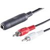 1aTTack.de 1 x 0,2 m - Cavo adattatore da jack stereo da 6,3 mm a 2 connettori RCA, connettori stampati, contatti nichelati