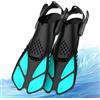 XJJAUGKLY Pinne da nuoto unisex per adulti, pinne da snorkeling regolabili con tacco aperto, pinne corte e antiscivolo, per snorkeling, immersioni e nuoto (ciano, S/M 23-26,5 cm)