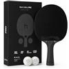 HEINSA Black Edition PRO - Racchetta da ping pong professionale con doppio strato di carbonio & Mech-Tek Predator (2,1 mm, approvato ITTF) - Spin, Speed & Controllo - Include 2 palline premium
