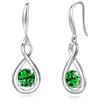 FANCIME Orecchini in Argento Sterling 925 Pendenti Delicato Infinity con Pietre Preziose di Nascita Orecchini a Goccia Gioielli Raffinati Regali di Compleanno per Donne, 10x2.4x31.2mm (0.39x0.09x1.23