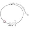 LONAGO Braccialetto di Gatto 925 Sterline D'argento Carino Gatto con Pietra di Luna Braccialetto Gioielli per le Donne (Rosa)