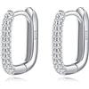 Reffeer Orecchini a cerchio in argento sterling 925 solido CZ U per le donne orecchini ragazze piccoli orecchini a cerchio grosso U spessore huggie orecchini, Argento sterling, Zirconia cubica