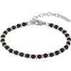 Breil, Collezione Black Onyx, Bracciale Uomo di Ispirazione Nautica, con Sfere in Onice Nero e Acciaio IP Rose, Pratica Chiusura a Moschettone, Dimensioni 17,5-22,5 cm, Nero e Rose Gold